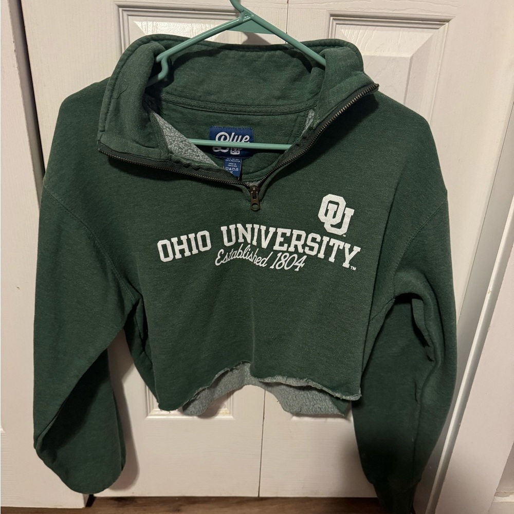Green Ohio University Cropped Pullover